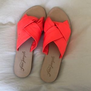 NWT free people neon leather slides